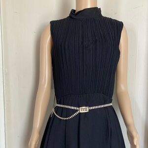 Vintage 60s Mod Gogo Black Pleated Mini Dress Size XS/S